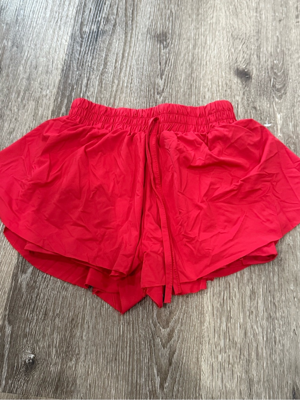 Girls' Bright Red Elastic-Waist Play Shorts with Drawstring